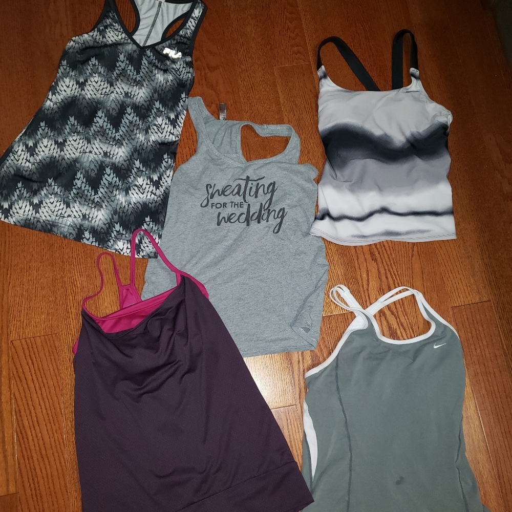 Lot of 5 small workout tank tops.